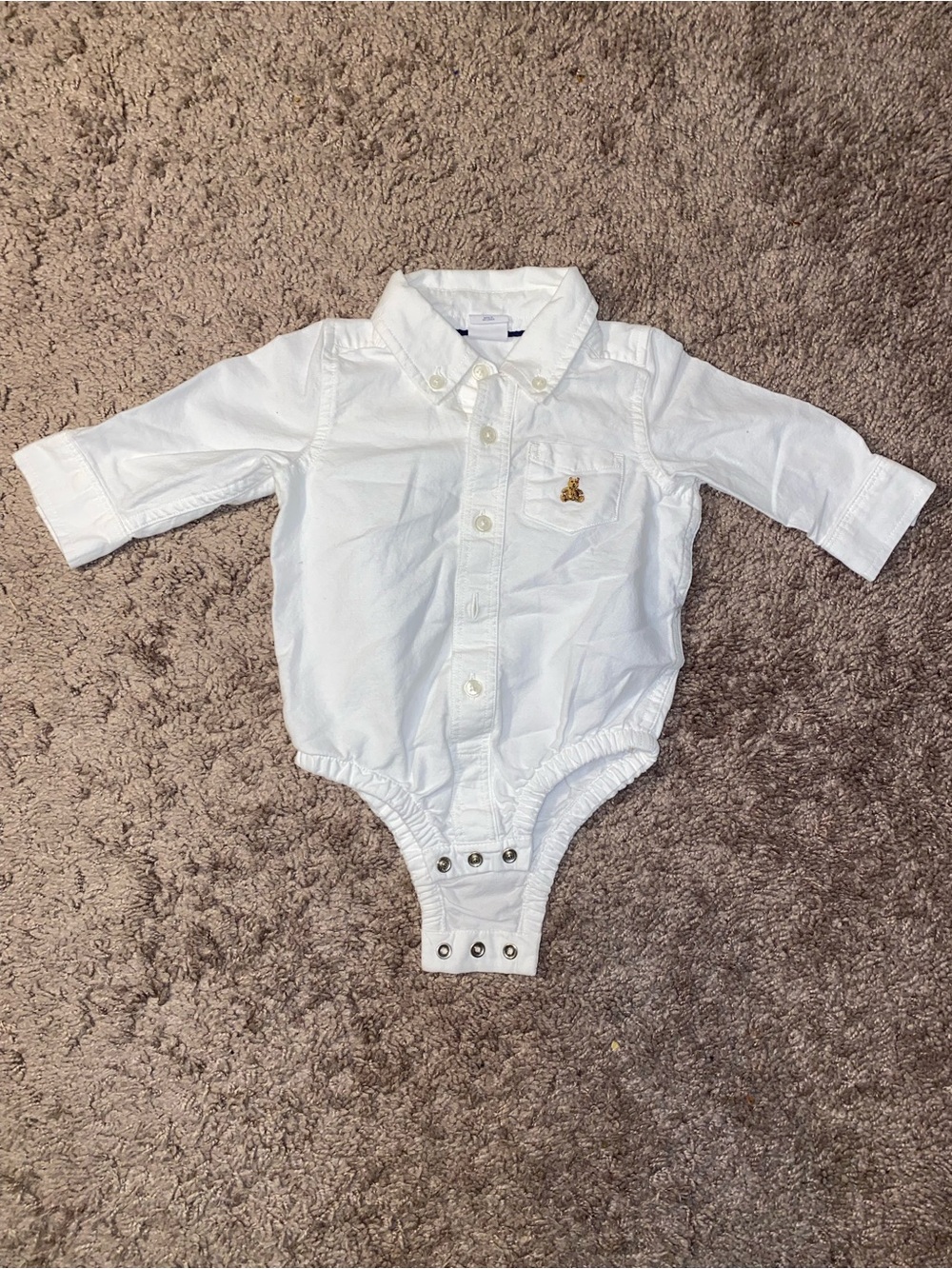Vintage 90s VERY RARE Baby Gap Classic 3 6 Month White Teddy Bear One Piece Top